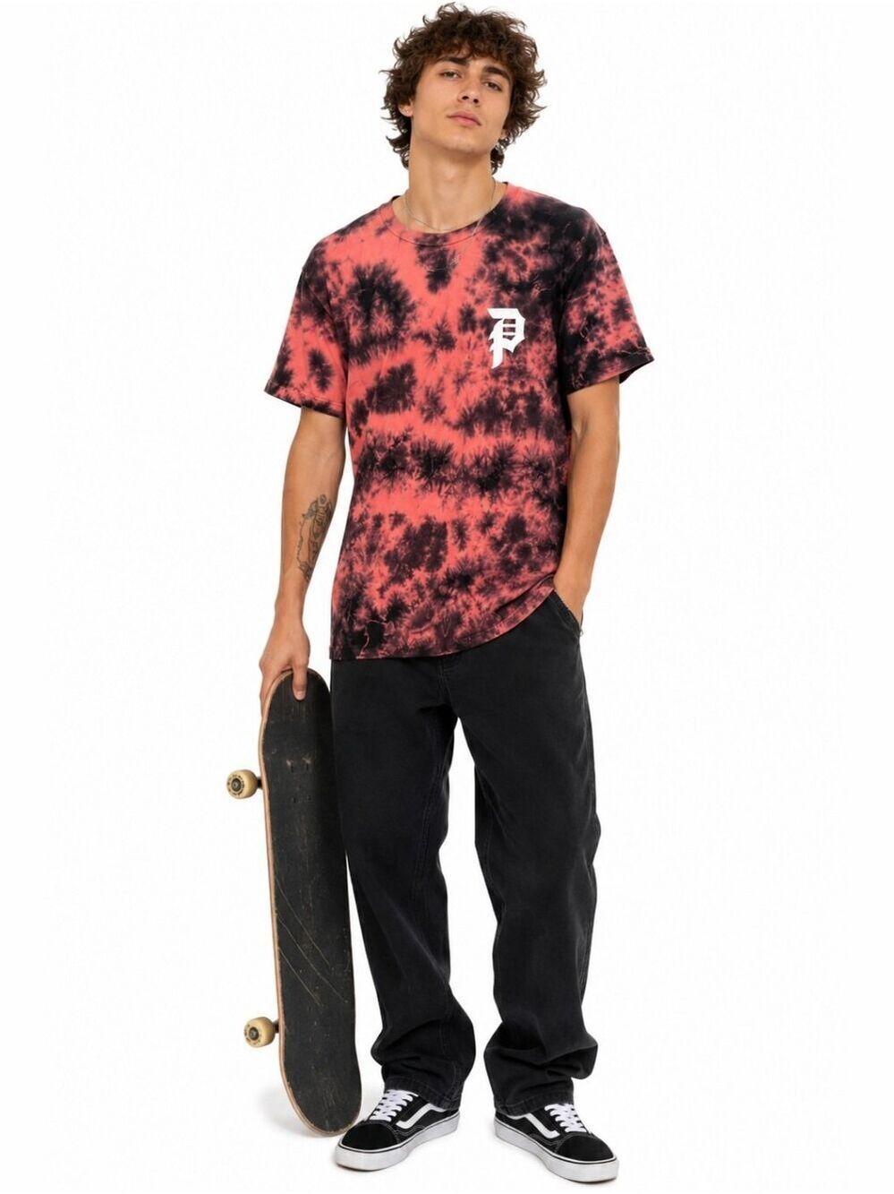 PRIMITIVE Skateboarding Heartbreakers Club Tye Dye Short Sleeve Top Size Medium
